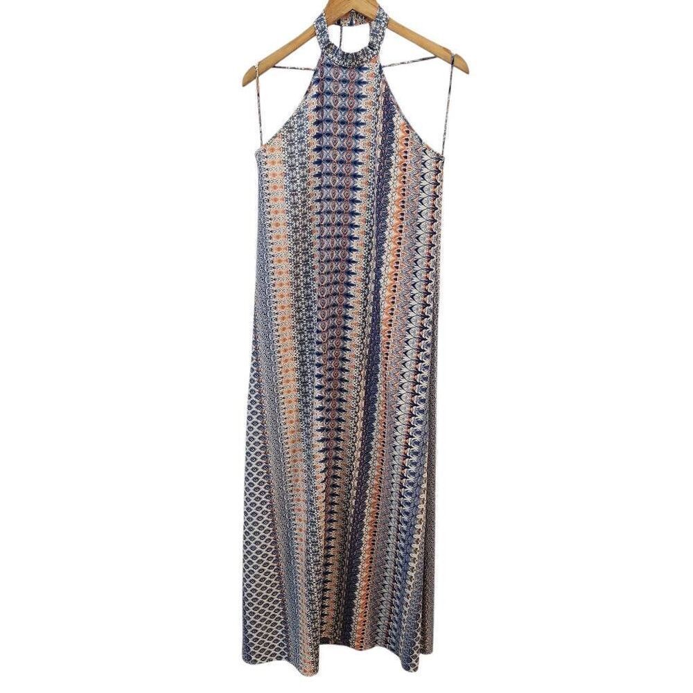 Poema‎ high neck halter dress boho maxi stripe medium reformation